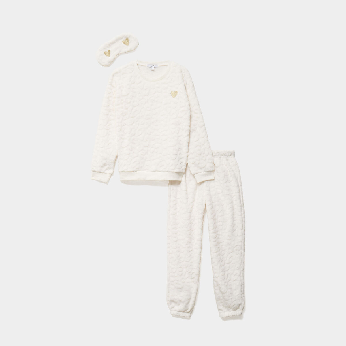 Ensemble pyjama t-shirt pantalon masque blanc fille
