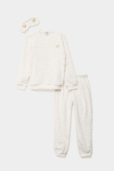 Ensemble pyjama t-shirt pantalon masque blanc fille