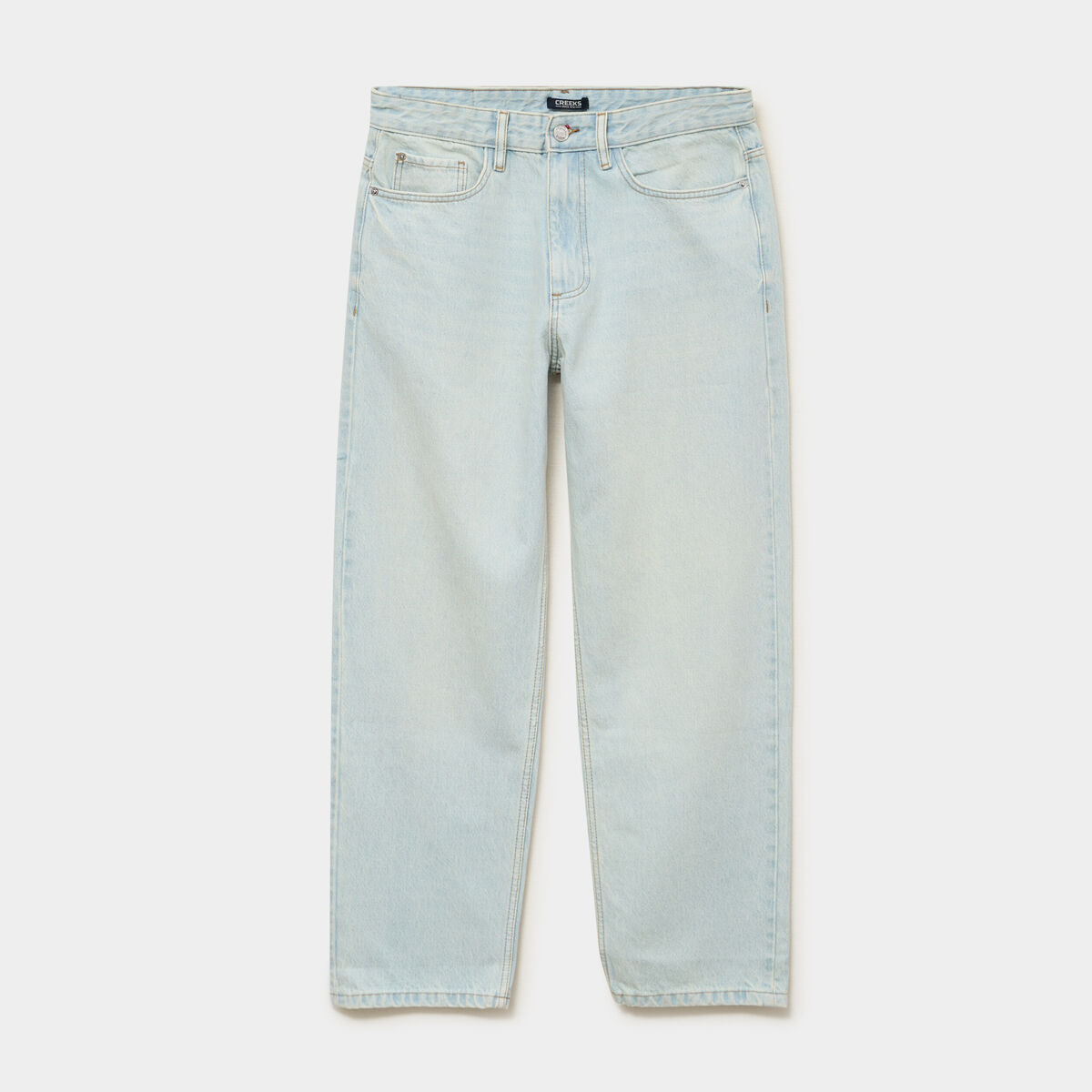 Jean relaxed 5 poches coton denim bleach homme