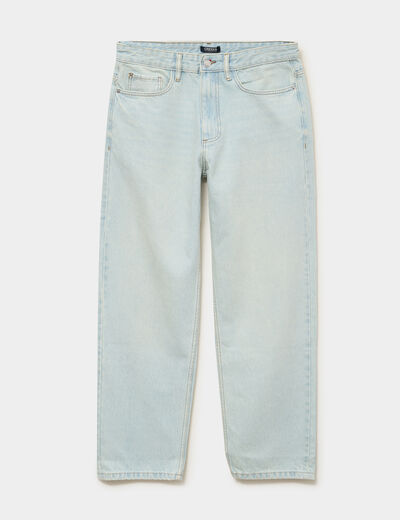 Jean relaxed 5 poches coton denim bleach homme