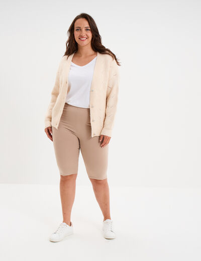 Legging court cycliste coton sable femme grande taille
