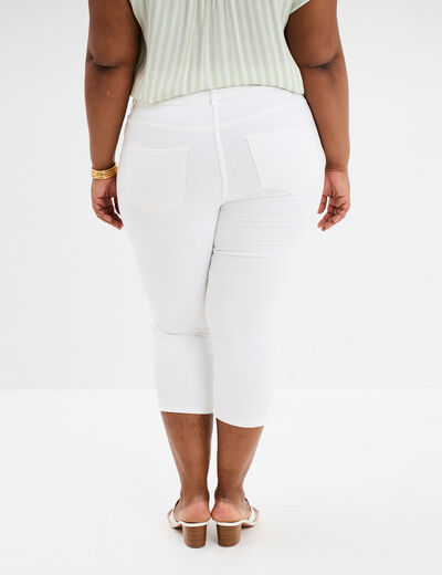 Pantalon corsaire skinny taille haute blanc femme grande taille