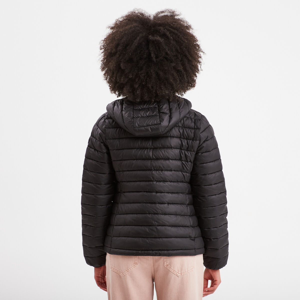 Doudoune légère déperlante à capuche noir femme