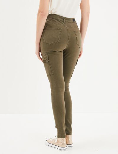 Pantalon cargo skinny 7/8ème Liberto vert kaki femme
