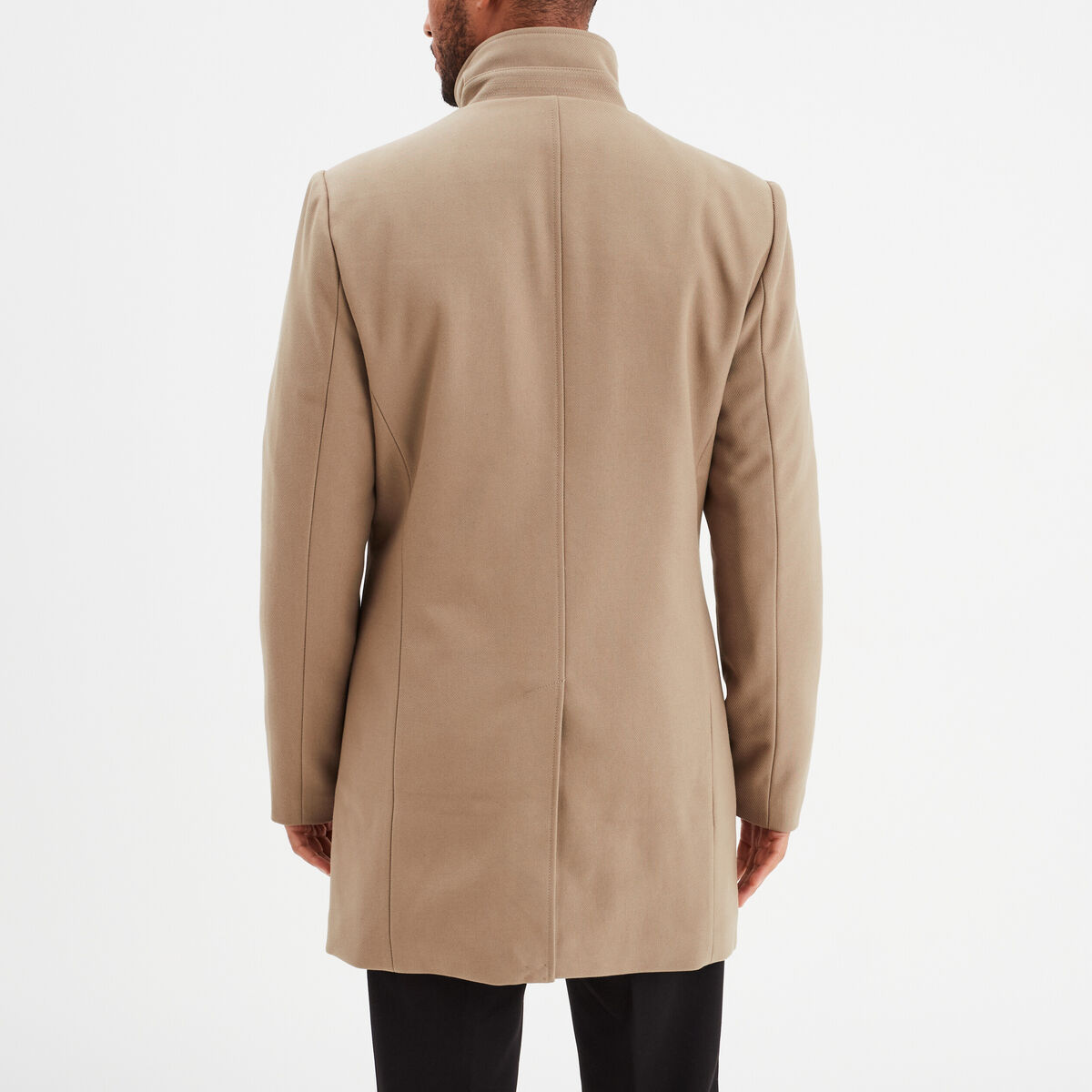 Manteau mi-long col montant taupe homme