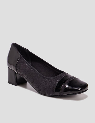 Escarpins à talons en cuir noir femme