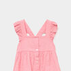 Robe bretelles &agrave; volants coton rose b&eacute;b&eacute; fille