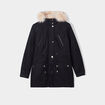 Parka cintr&eacute;e &agrave; capuche fourr&eacute;e amovible noir femme