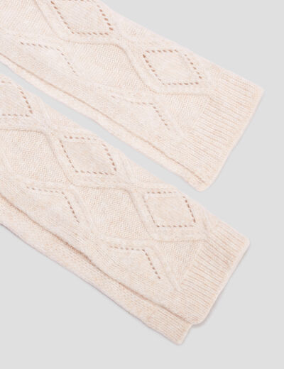 Ensemble bonnet et écharpe tricot sable femme