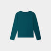 T-shirt coton manches longues à fronces vert canard fille