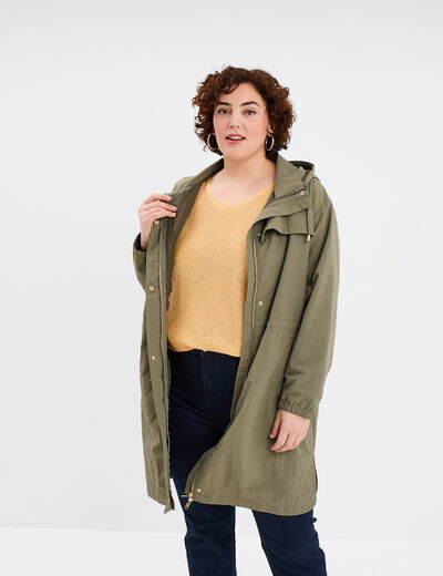 Parka à capuche vert kaki femme grande taille