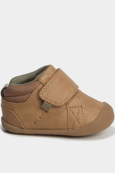 Bottillons &agrave; scratchs semelle souple camel b&eacute;b&eacute; gar&ccedil;on