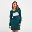 Chemise de nuit manches longues coton vert foncé femme