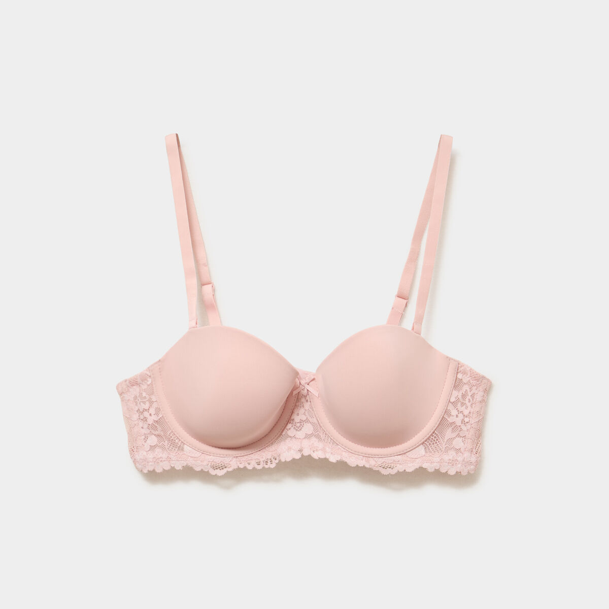 Soutien-gorge balconnet micro dentelle rose clair femme