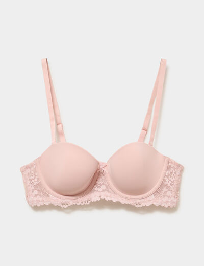 Soutien-gorge balconnet micro dentelle rose clair femme