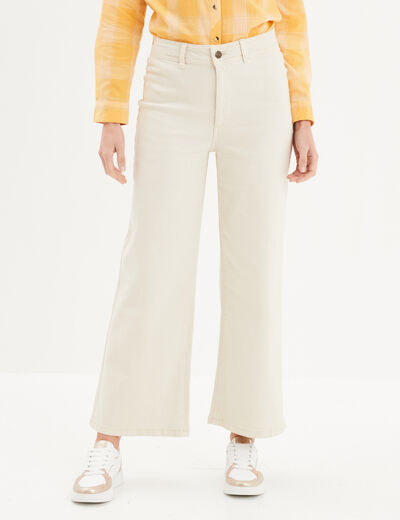 Jeans 7/8ème jambe large ecru femme