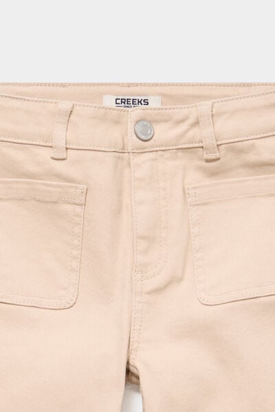 Pantalon bootcut twill 4 poches beige fille