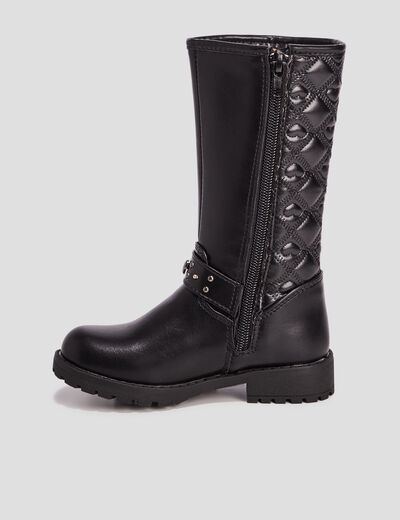 Bottes zippées matelassées noir fille