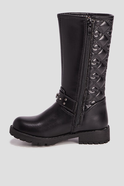 Bottes zippées matelassées noir fille