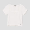 T-shirt cropped encolure carrée Creeks blanc femme