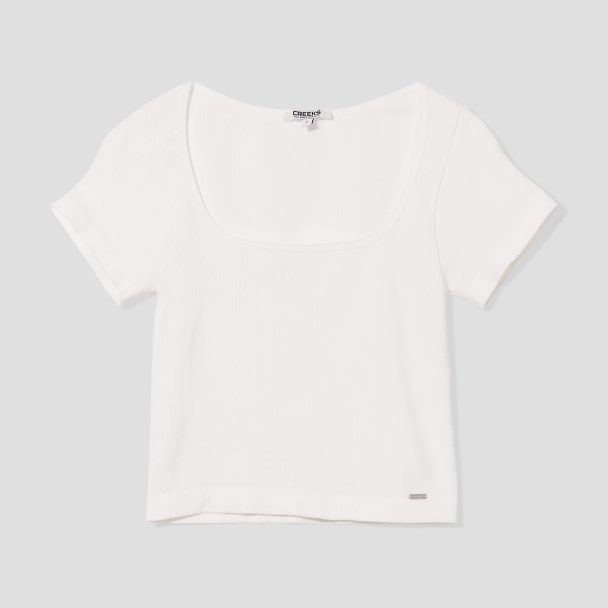 T-shirt cropped encolure carrée Creeks blanc femme