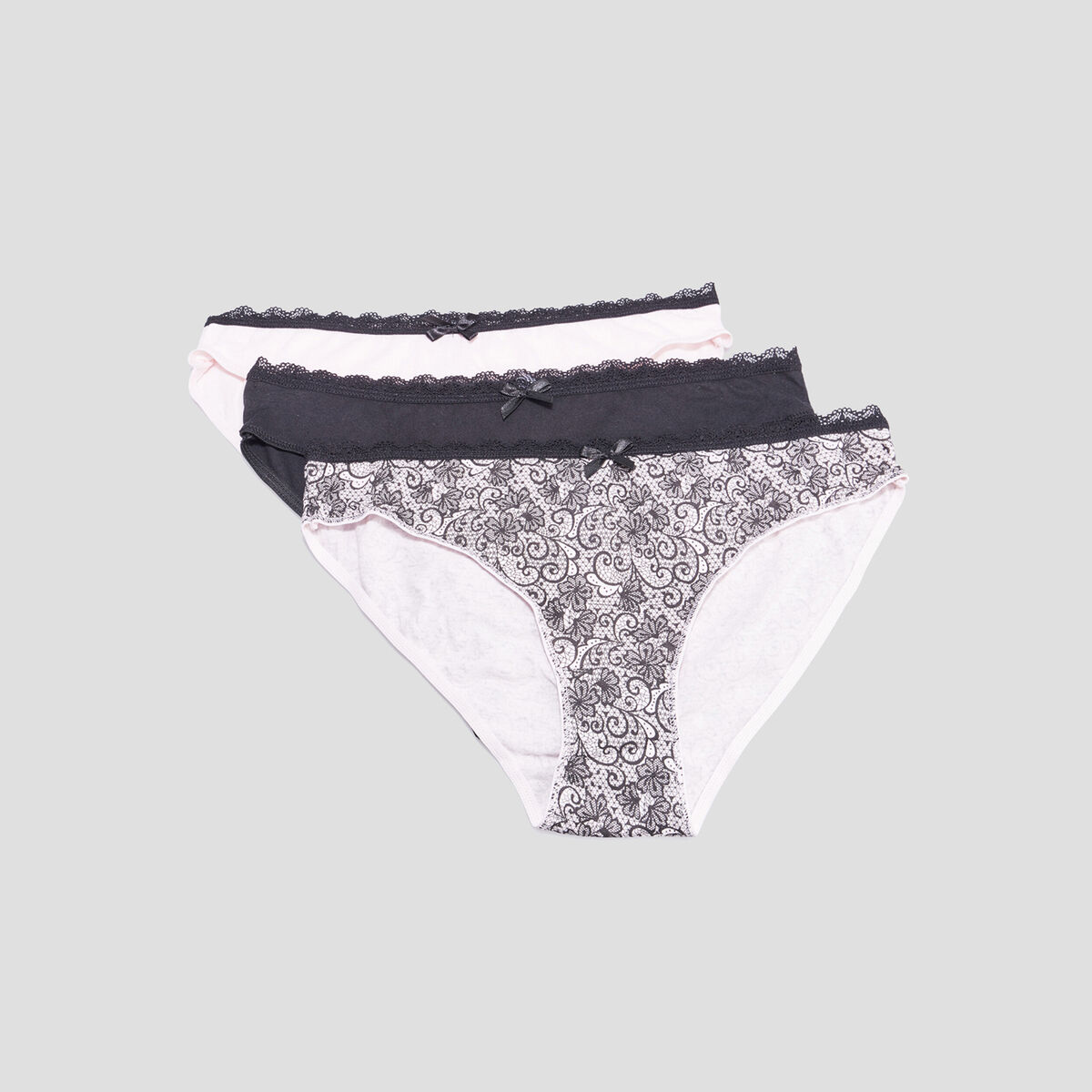 Lot 3 culottes en coton rose clair femme