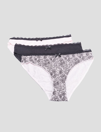 Lot 3 culottes en coton rose clair femme