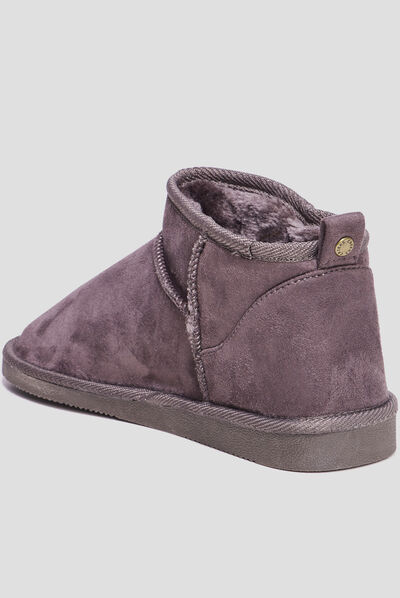 Bottines imitation fourrure gris femme