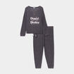 Ensemble pyjama manches longues 2 pièces gris foncé femme grande taille
