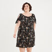 Robe courte évasée fluide boutonnée noir femme grande taille