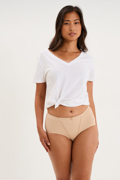 Culotte taille haute beige femme