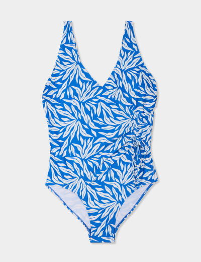 Maillot de bain une pi&egrave;ce cache coeur bleu femme grande taille