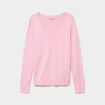 Pull col en V manches longues rose clair femme