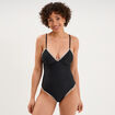 Maillot de bain une pi&egrave;ce d&eacute;tails brod&eacute;s noir femme