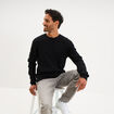Pull en maille textur&eacute;e col rond noir homme