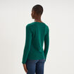 T-shirt coton col rond manches longues vert fonc&eacute; femme
