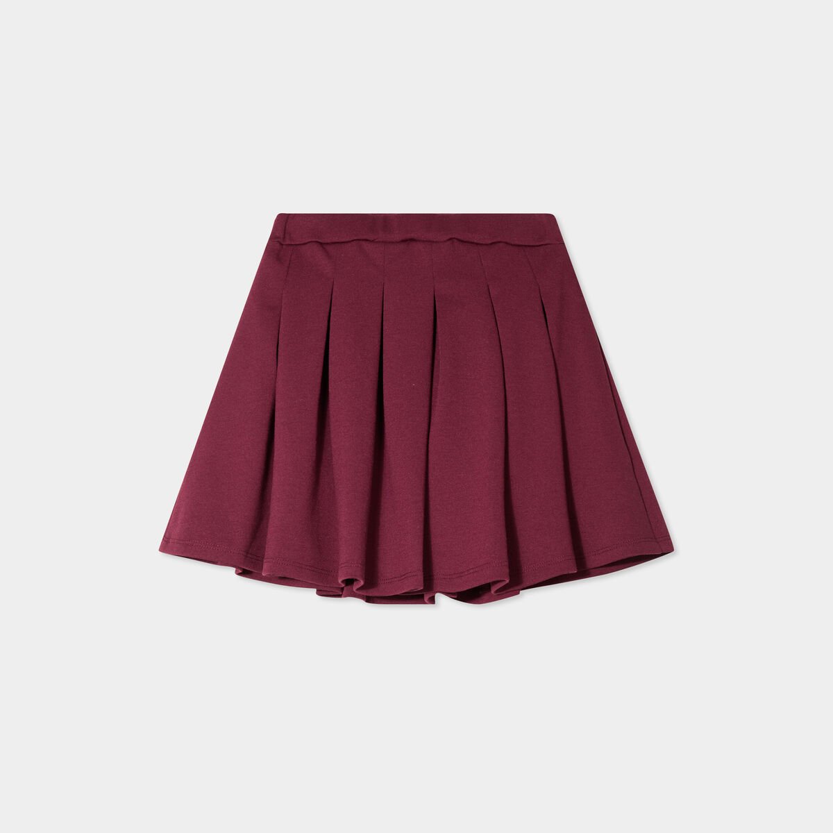 Jupe courte patineuse plissée bordeaux fille