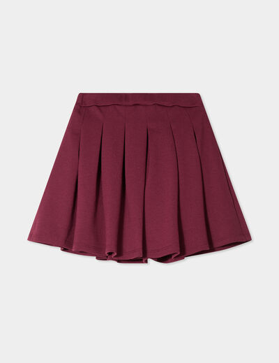 Jupe courte patineuse plissée bordeaux fille