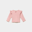 T-shirt c&ocirc;tel&eacute; volants aux &eacute;paules rose poudr&eacute;e b&eacute;b&eacute; fille