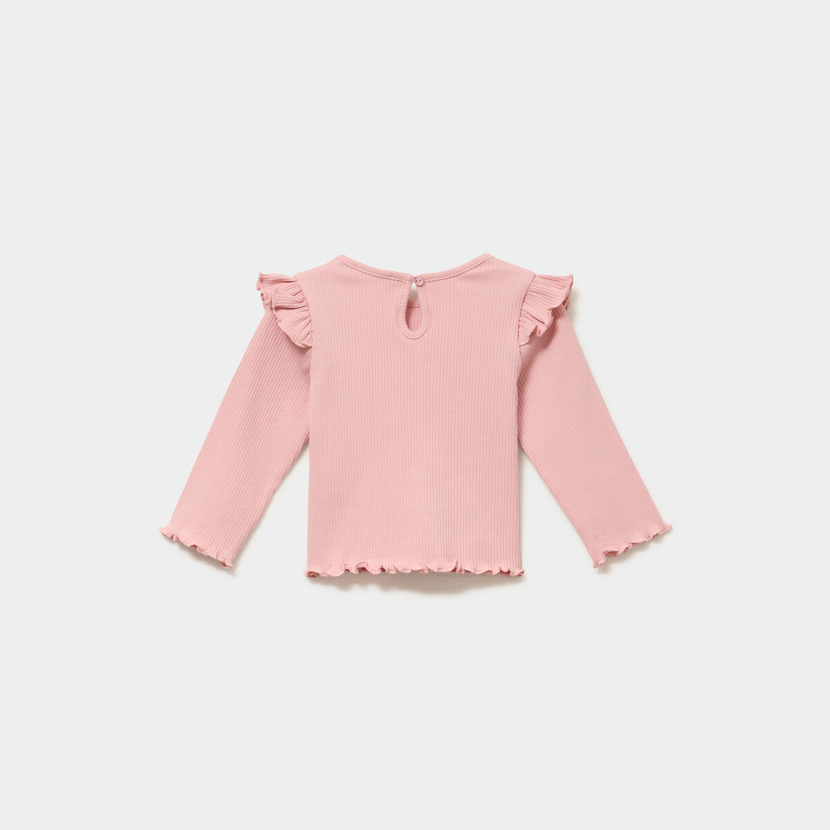 T-shirt c&ocirc;tel&eacute; volants aux &eacute;paules rose poudr&eacute;e b&eacute;b&eacute; fille