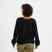Gilet boutonné col en V noir femme