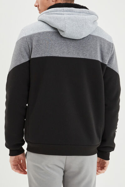 Sweat hoodie zippé à capuche Liberto noir homme