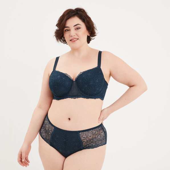 Soutien-gorge emboîtant à dentelle Izzie bleu canard femme grande taille