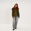 Blouse manches longues galons et fronces vert kaki femme