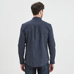 Chemise droite imprimée manches longues bleu marine homme