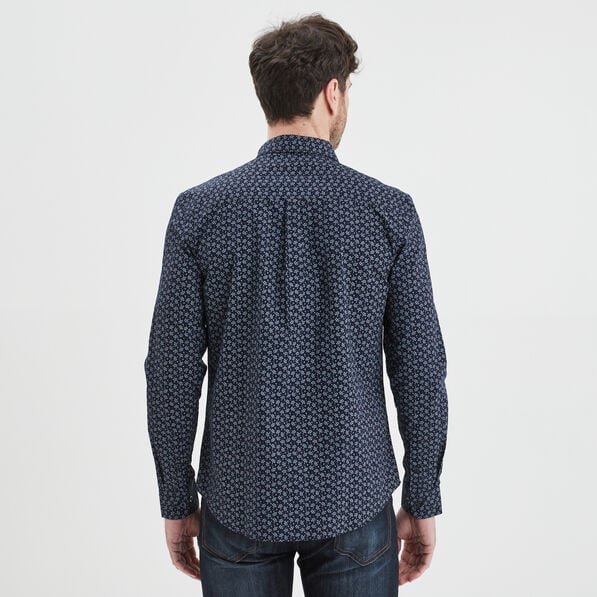 chemise droite imprimee manches longues bleu marine homme Chemise droite imprimée manches longues bleu marine homme