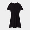 Robe évasée taille élastiquée col en V noir femme