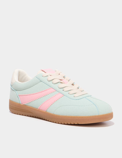Tennis basses &agrave; lacets vert femme