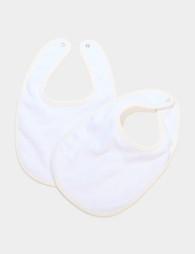 Lot 2 bavoirs &agrave; pressions coton taupe b&eacute;b&eacute;