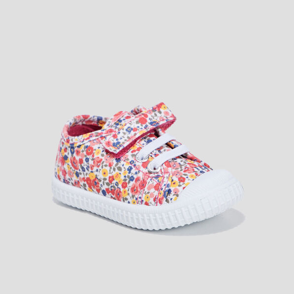 Tennis en toile à scratchs multicolore bébé fille